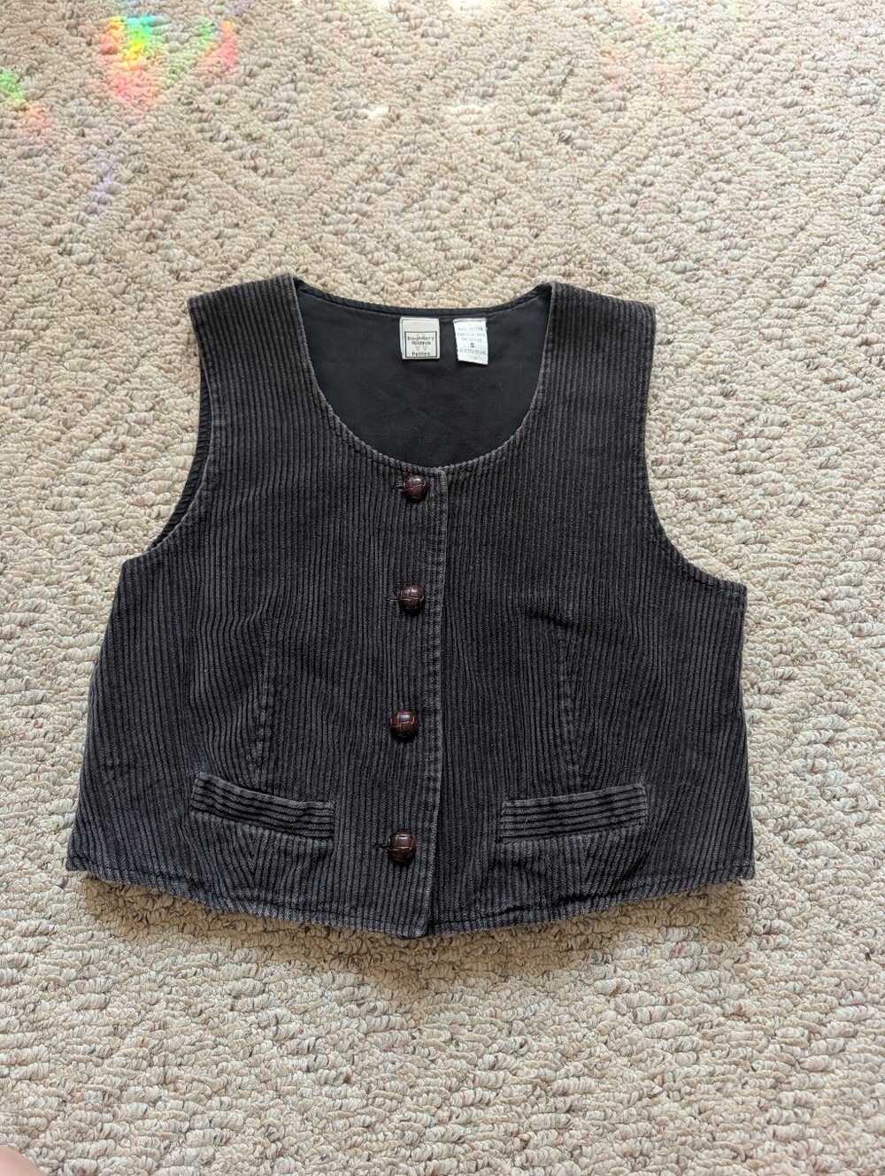 Vintage 90s Boundary Waters Wide Corduroy Vest Indie Sleeze Waistcoat Retro Vtg